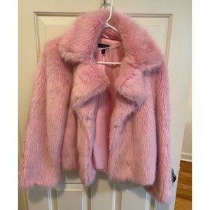 Topshop Pink Faux Fur Coat